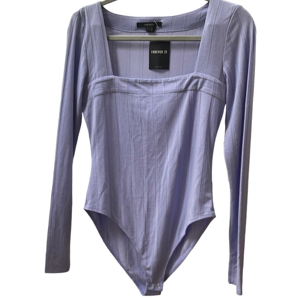 NWT Forever 21 Ribbed Bodysuit | Long-sleeved bodysuit size Large | Purple